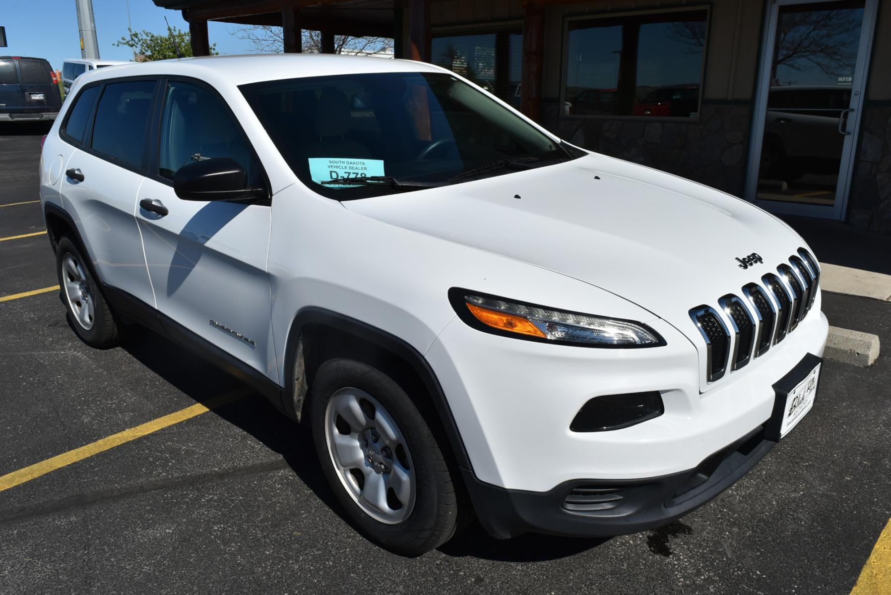 2016 White /Black Jeep Cherokee Sport (1C4PJMAB3GW) with an 2.4L 4 Cyl Multi-Air engine, 9-Speed Automatic transmission, located at 1600 E Hwy 44, Rapid City, SD, 57703, (605) 716-7878, 44.070232, -103.171410 - Photo #0